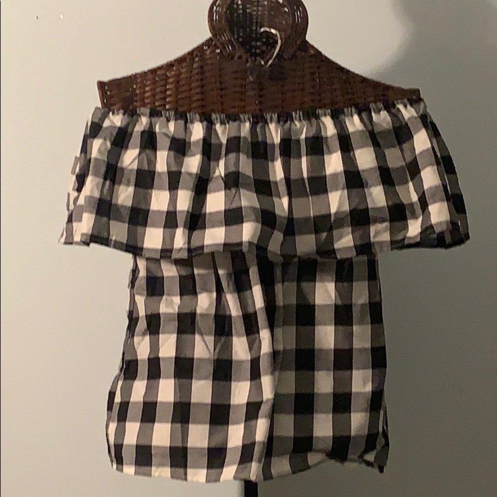 Off Shoulder Gingham Top